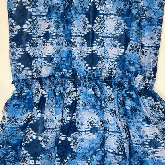 GUESS Halter Neck A-Line Tiered Flow Flippy Fit&Flare Lined chiffon Dress Sz 10 - Picture 11 of 14